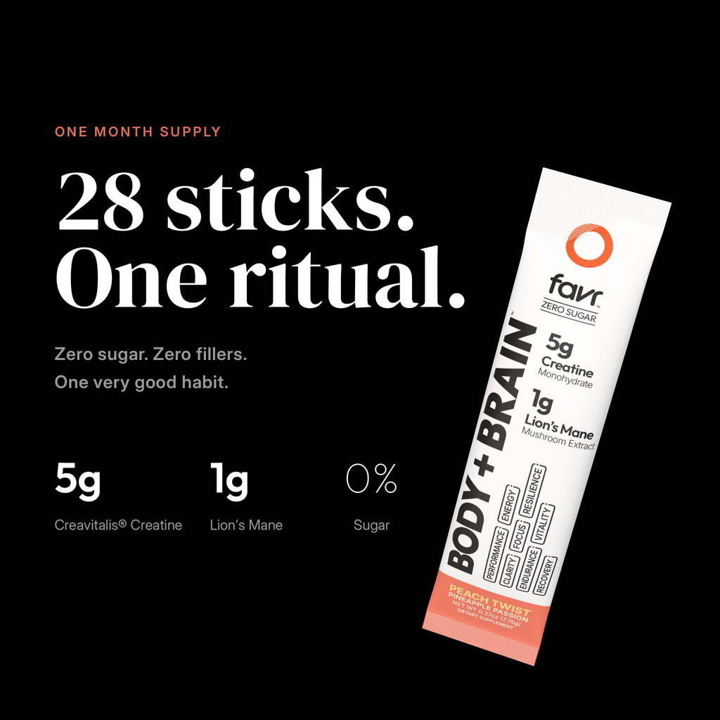 Favr Body + Brain pouch containing 28 daily stick packs